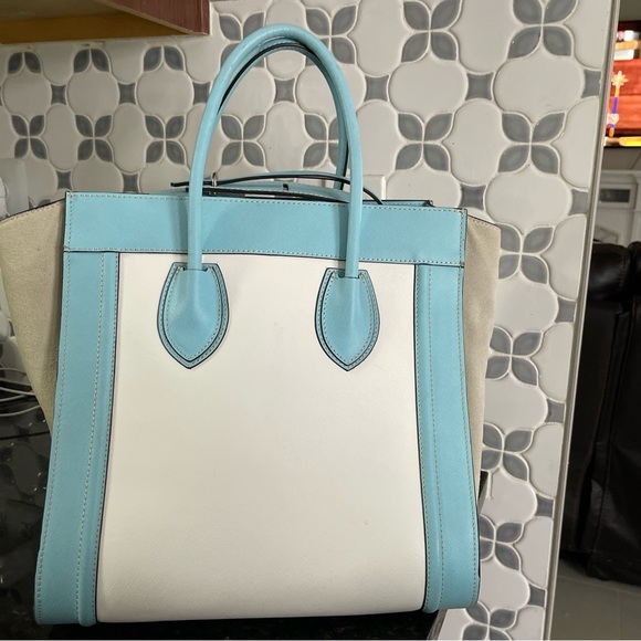 Authentic Valentino Cynthia By Mario -Handbag Tote White And Blue - Picture 4 of 12